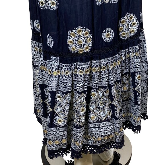 Ruby Yaya Maxi Dress Womens Size L Sleeveless Embellished Tiered Boho Flowy - Picture 3 of 9